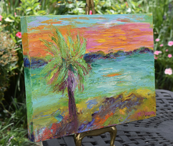 Cabbage Palm with Fuchsia Sky