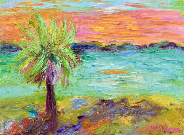 Cabbage Palm with Fuchsia Sky