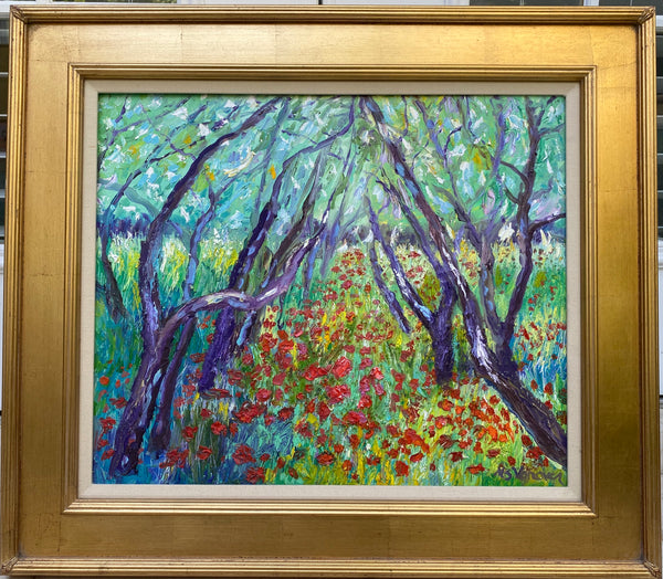 Olive Trees and Poppies in Spring