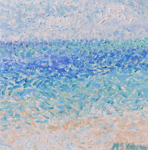 Soft Blue Waves.  8 x 8